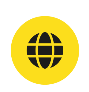 Pictogramme noir représentant un globe terrestre